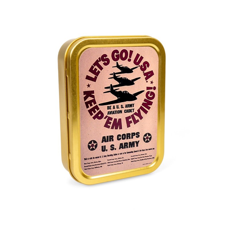 WW2 US Army Air Corps Themed Let's Go USA Metal Novelty Tin- US Propaganda gallery