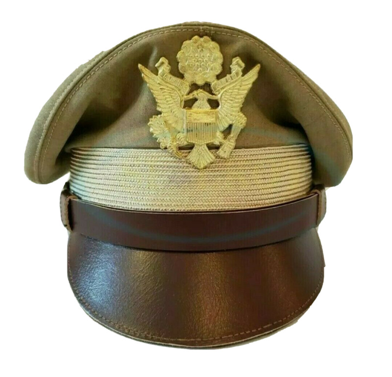 WW2 US Army Air Corps Military Airforce Officers Khaki Crusher Visor Hat Cap New