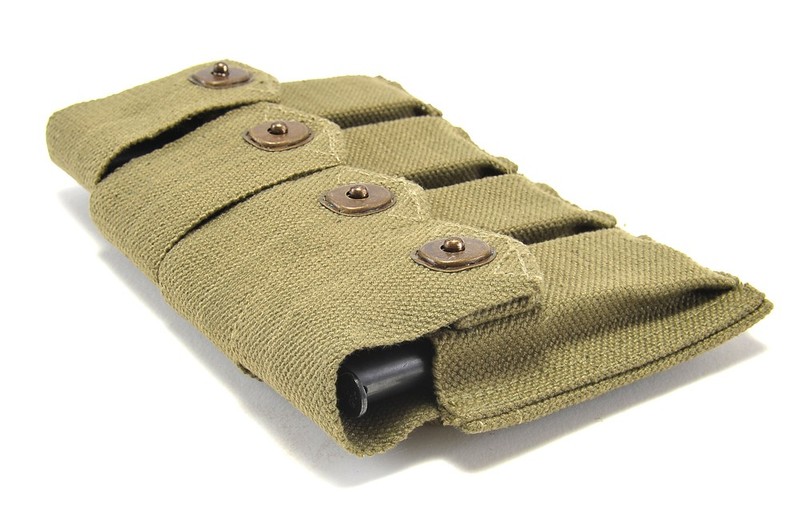 US WW2 Rigger Made M1911 .45 4 cell Magazine Pouch Marked JT&L 1944 gallery