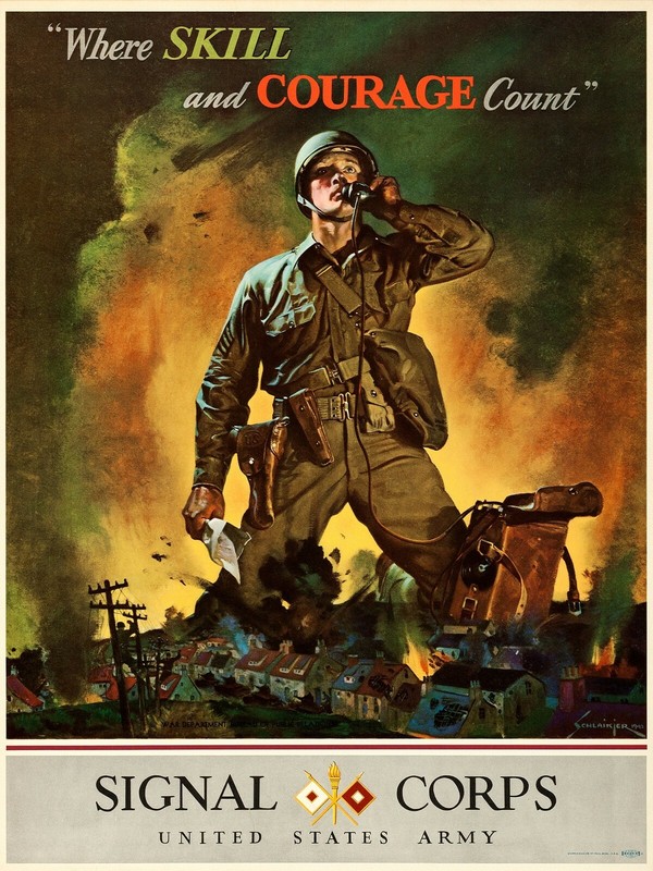 US Army World War Two Theme NEW Metal Sign: Signal Corps Skill & Courage Count