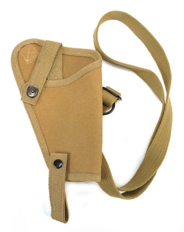 US WW2 M3 Khaki Canvas Colt 1911 .45 Tanker Shoulder Holster Marked JT&L gallery