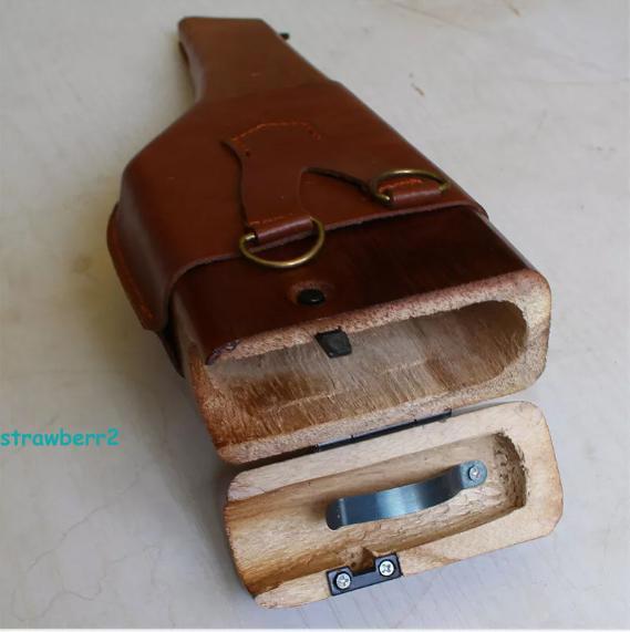 US Stock WW2 Broomhandle German Mauser C96 Wood Leather Box Holster Collection gallery