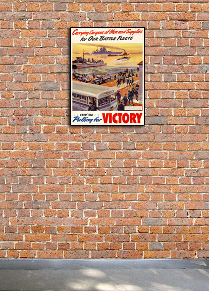 1940s “Men and Supplies for Our Battle Fleets” WWII Propaganda War Poster 24x32 gallery