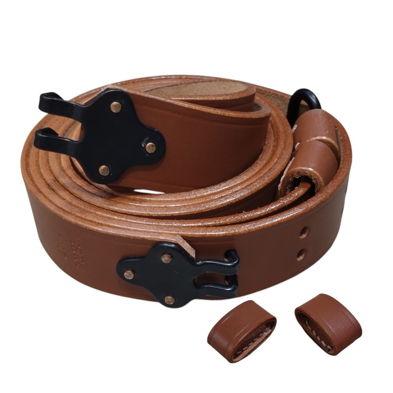 US M1 Garand Rifle M1907 Leather Carry Sling WWII Marked with Extra Keepers gallery