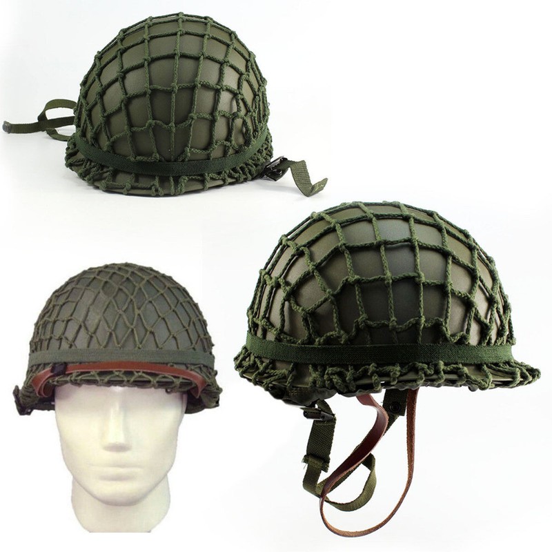 WW2 US ARMY PARATROOPER M1 Tactics CAMOUFLAGE HELMET+COTTON NET+OD BAND CAT EYES gallery