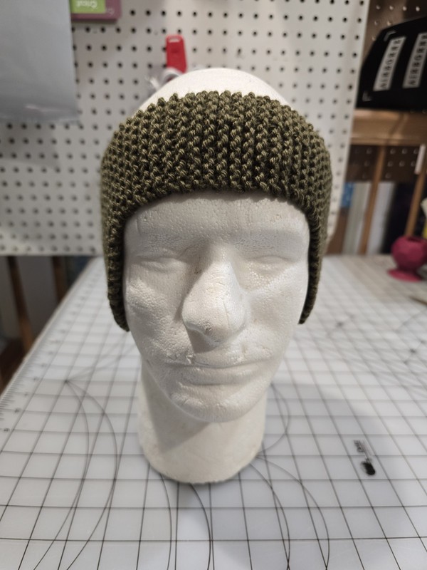 Handmade Reproduction WW2 US Army Knit Ear Muffs Olive Drab Acrylic Yarn