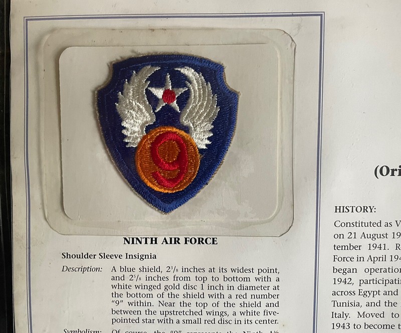 U.S. Combat Patches Of World War II Ninth Air Force W/ Sleeve New gallery