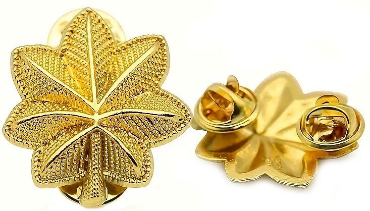 US ARMY Lieutenant Colonel Major Oak Leaf Rank Military Insignia Gold Plated SET