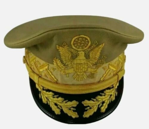 HAT CAP KEPI - US Army Peak Cap General Douglas Uniform Military Khaki Hat gallery