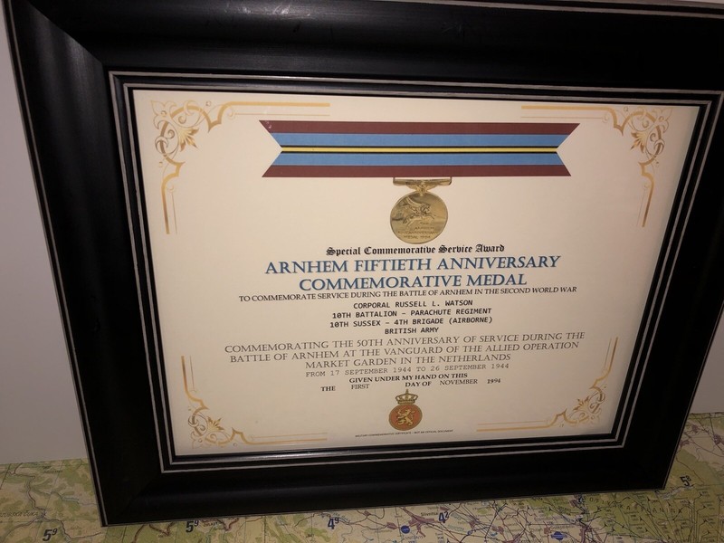 SCSA – ARNHEM 50TH ANNIVERSARY COMMEMORATIVE MEDAL CERTIFICATE ~ Type 1