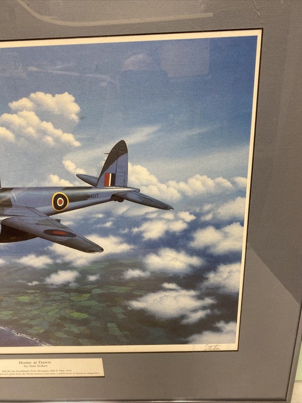 FIRST MOSQUITO MK II WWII "HOME AT DAWN" BY ARTIST STAN STOKES SIGNED ART PRINT gallery