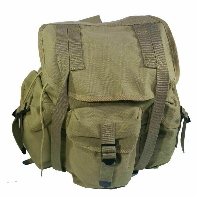 VIETNAM WAR US ARMY HAVERSACK CANVAS FIELD BAG ARMY BACKPACK LARGE KHAKI POUCH gallery