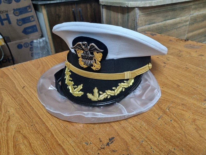 Us Navy Officer Cap, US Navy Commander captain Rank Cap with waterproof cover gallery