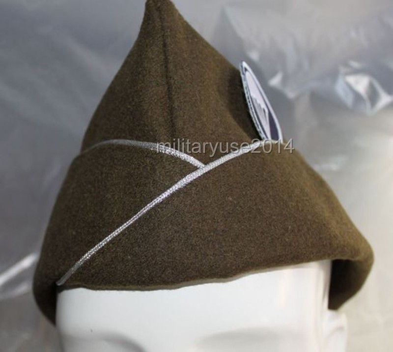 WW2 US OFFICER AIRBORNE PARATROOPER WOOL GARRISON CAP SIZE 58 & BLUE PATCH