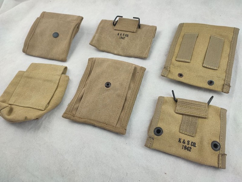 6PCS WW2 US COMPASS/AIRBORNE RIGGER/CARBINE/1911 MAGAZINE/FIRST AID BAG POUCH gallery