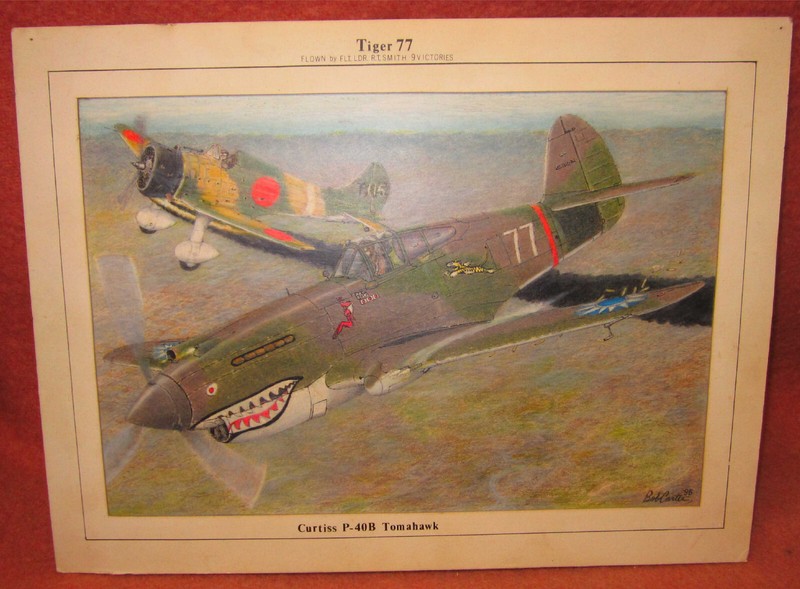 Curtiss P-40 B Tomahawk "TIGER 77" FLOWN BY R.T. SMITH - FLYING TIGER - SIGNED