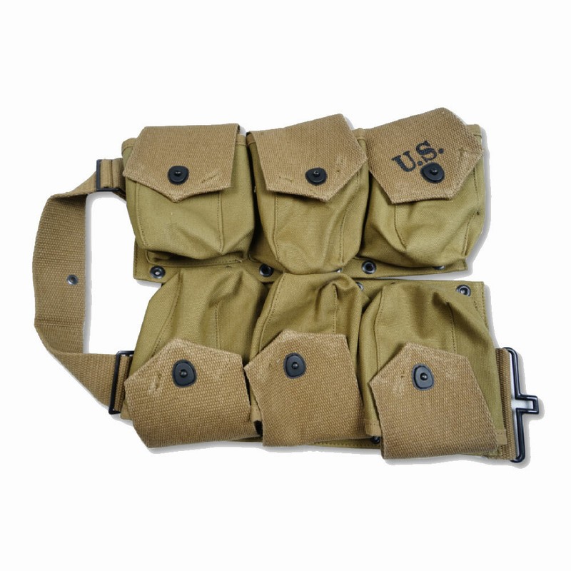 WWII U.S. Army M1937 BAR Ammo Pouch Bag Belt Six Pack-0892