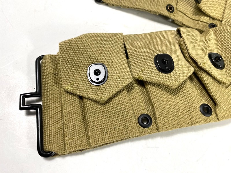 WWII US ARMY INFANTRY M1 GARAND RIFLE 10 POCKET AMMO BELT OD#3 KHAKI gallery