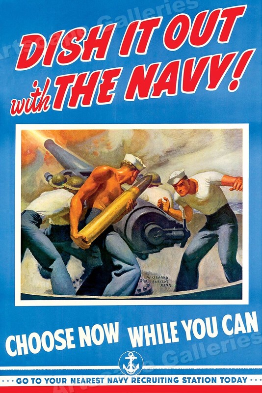 1942 Dish It Out With The Navy WW2 Enlistment Poster - 24x36