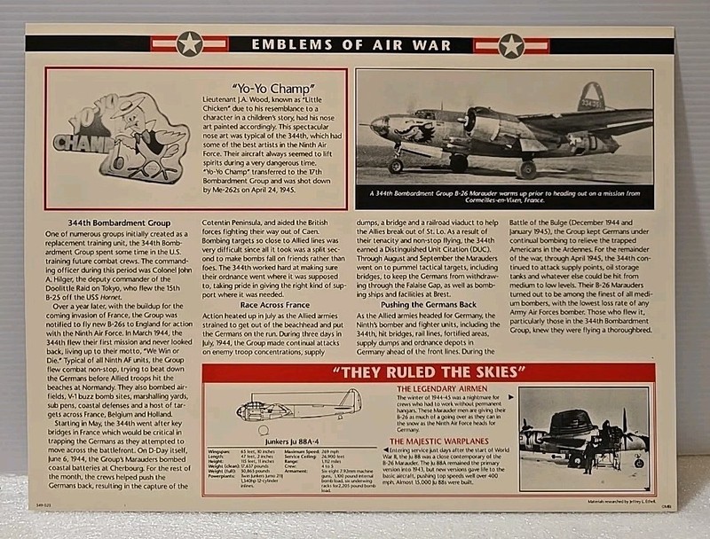 WWII Emblems Of Air War Patch 344th Bombardment Group "We Win Or Die" gallery