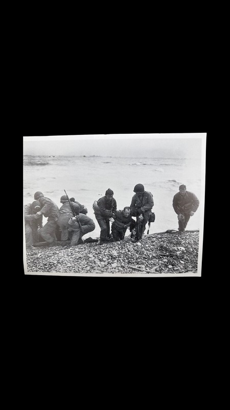 Soldiers Helping others ashore During D-Day Invasion photo print 8" x 10"