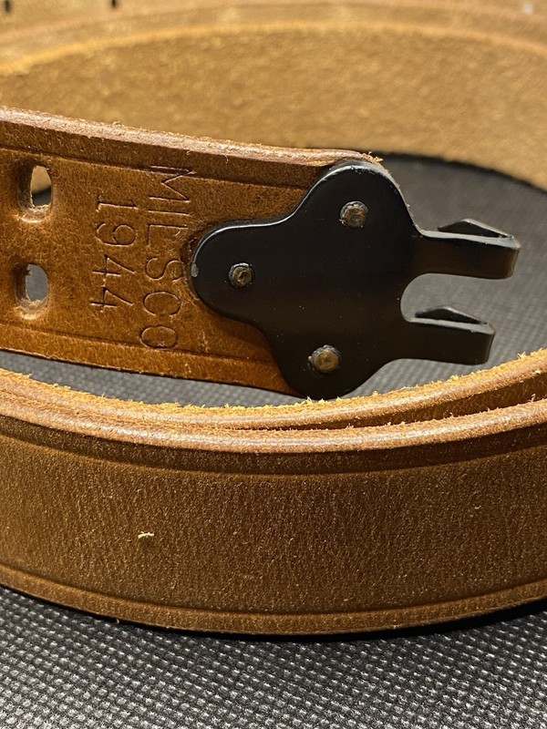 WW2 US M1907 Leather Sling Marked MILSCO 1944 Reproduction M1 Garand