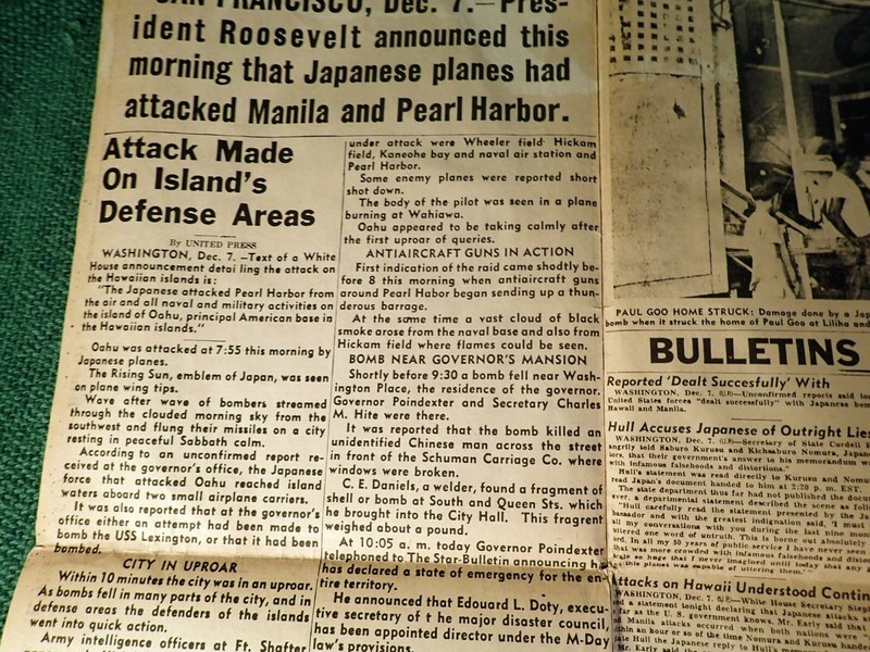 2 REISSUE WWII NEWSPAPERS- PEARL HARBOR ATTACK! HONOLULU STAR BULLETIN 12/7/1941 gallery