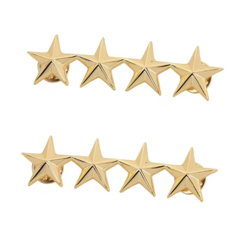 2Pcs WWII WW2 US Army Officer 4 Stars General Rank Badges Pin Gold - New gallery