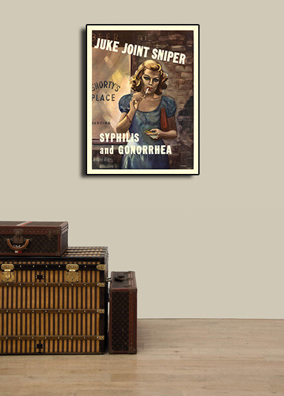 "Juke Joint Sniper" 1940s WW2 Vintage Style Army Health Poster - 18x24 gallery