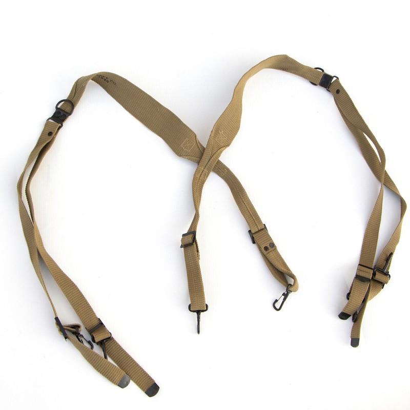 WW2 US ARMY M1936 SOLDIER FIELD EQUIPMENT X STRAP SUSPENDERS AND BELT SUIT gallery