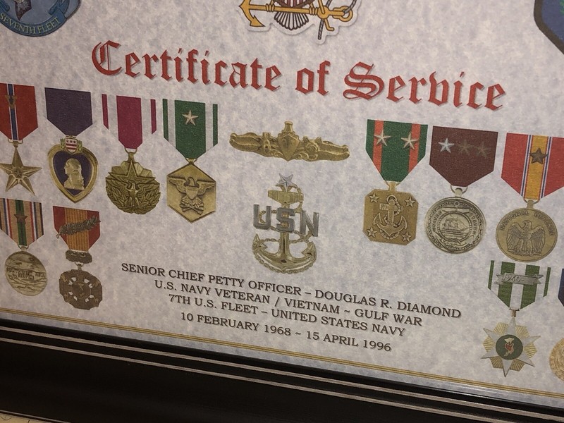 U.S. NAVY CERTIFICATE OF SERVICE / SHADOW BOX PRINT / W-MEDALS gallery