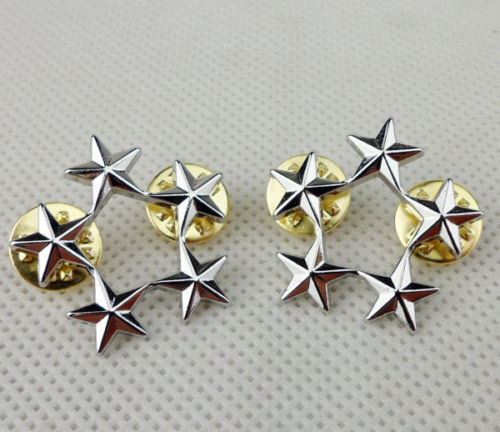 WW2 A PAIR OF US MILITARY ARMY OFFICER 5 STAR GENERAL RANK BADGES PIN gallery