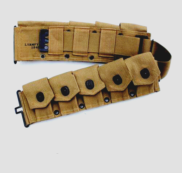 WW2 US Army M1 Garand Ammo Pouch Belt 1943 Khaki gallery