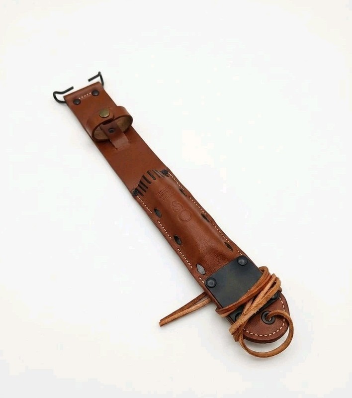 U.S WWII M6 Leather Scabbard for Trench Knife brown color Replica. gallery