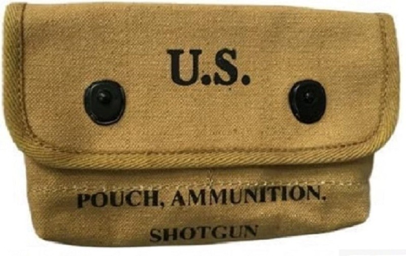 Single U.S Reproduction WWII Shotgun Canvas Ammunition Shell Pouch - KHAKI gallery