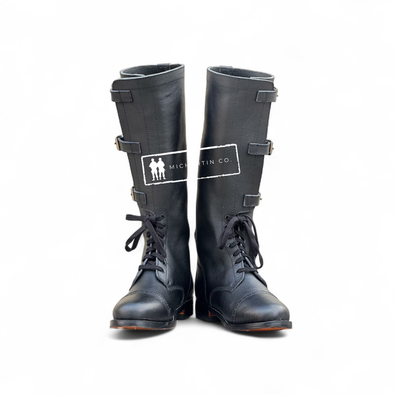 WW2 US ARMY 1940 CAVALRY RIDING BOOTS BLACK LEATHER REPRO - ALL SIZES gallery