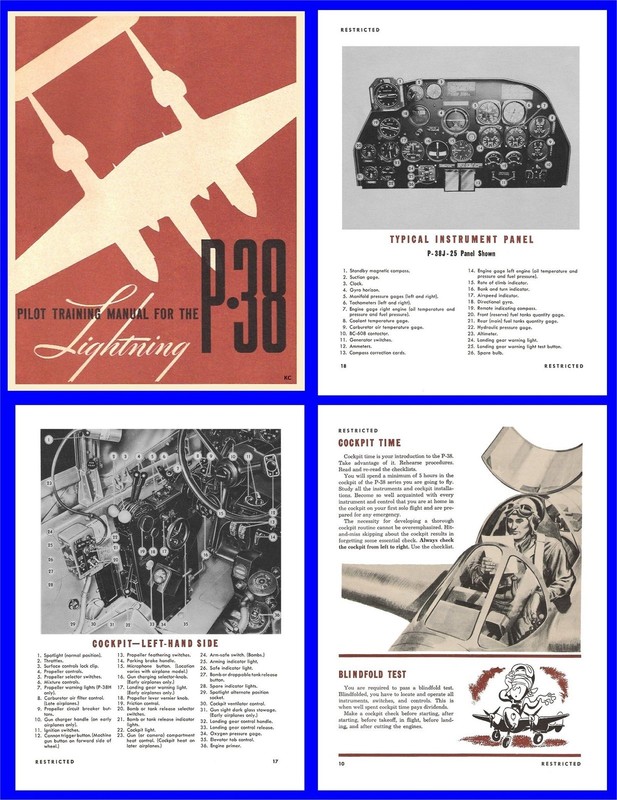 P38 Lightning Pilots Training Manual on CD or USB
