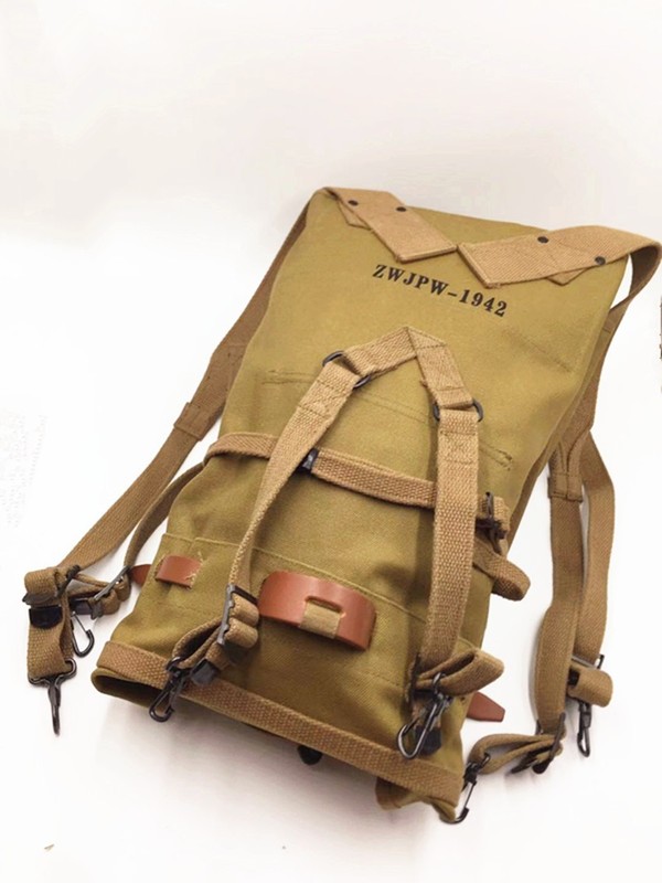 WWII WW2 US ARMY 1942 M1928 FIELD KNAPSACK BACKPACK & BELT COMBINATION SUIT gallery
