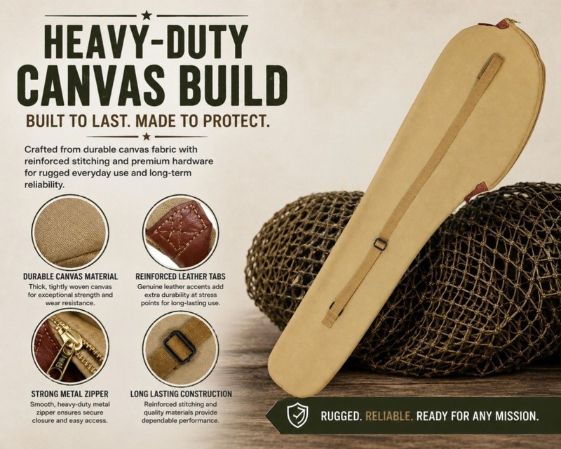 Army WWII US M1 Garand 1943 Canvas Carry Case With Carry Strap Fleece Lining gallery