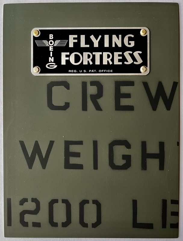 Reproduction B-17 Flying Fortress Instrument Panel Placard, WWII PLA-0111-OD