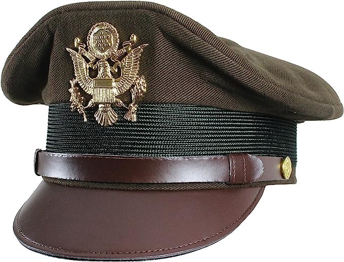 US WW2 Army Officers Visor Cap – Chocolate – Repro WW2 Crusher Service Hat