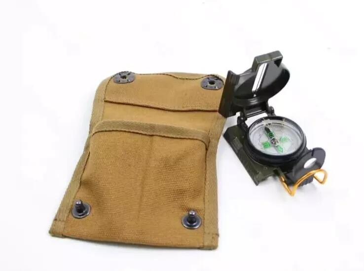WWII US ARMY LENSATIC COMPASS TOOLS+ POUCH CANVAS Khaki -WW2 REPRO gallery