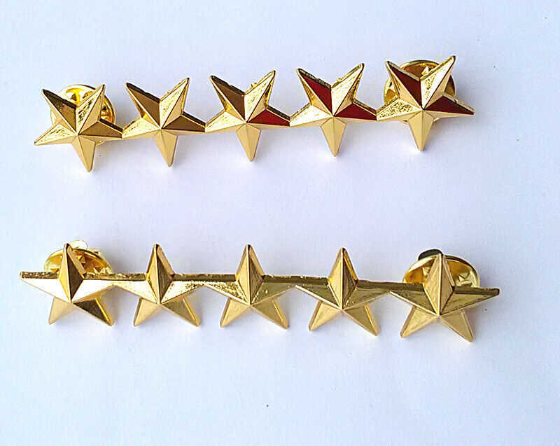 WW2 PAIR US MILITARY ARMY FIVE STARS CAPTAIN GENERAL RANK BADGE PIN INSIGNIA gallery