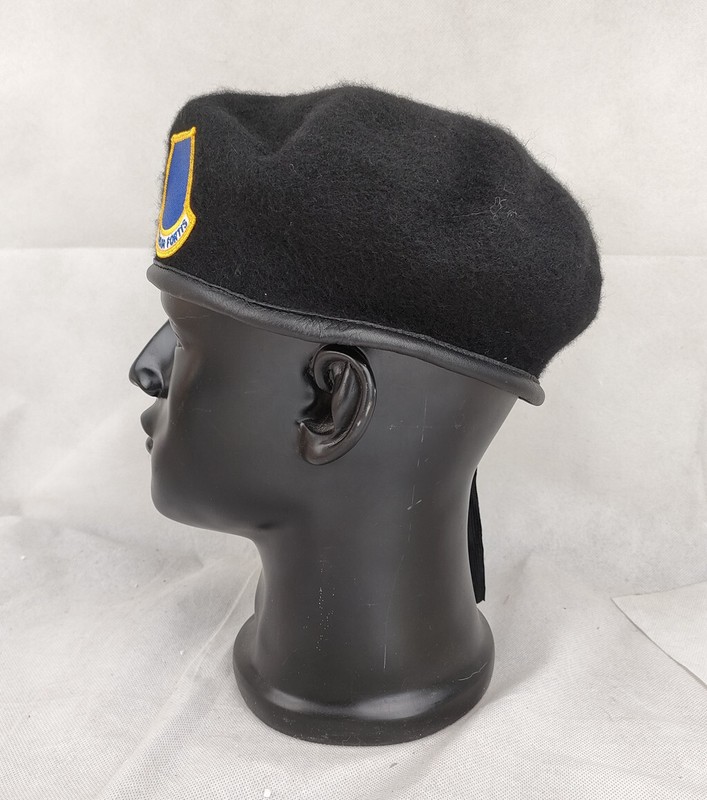 AIR FORCE OFFICER SECURITY FORCES BLACK 100% WOOL BERET 7-1/2 gallery