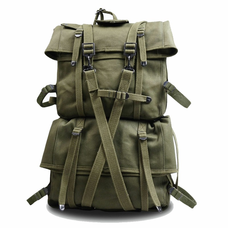 WWII US Army M1944 Field Pack Bag Field Cargo Pack M-1944 Suspenders Canvas