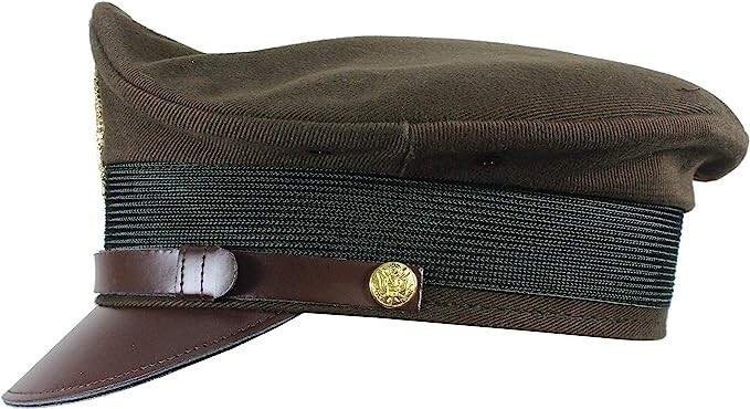 US WW2 Army Officers Visor Cap - Chocolate - Repro WW2 Crusher Service Hat gallery