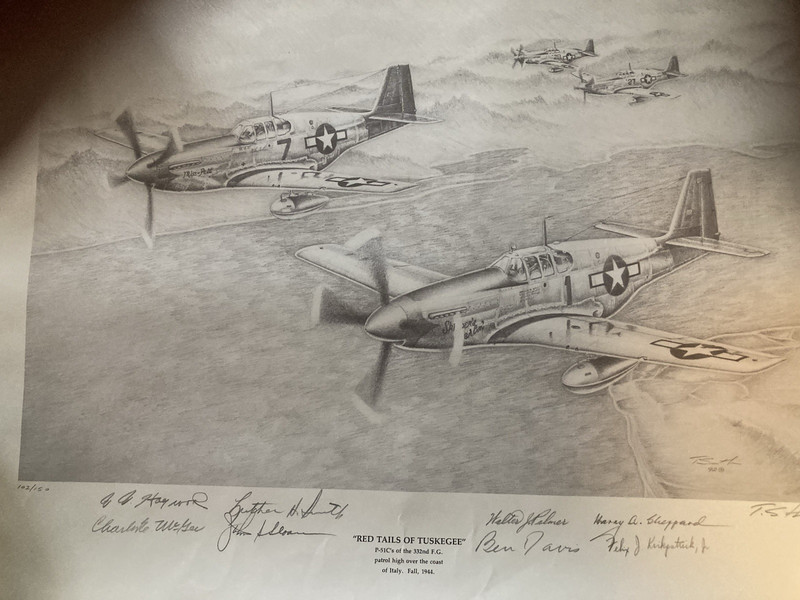 Terry R. South Red Tails of Tuskegee P-51C Signed Art Print w/ COA