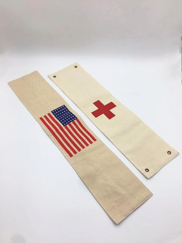 2PCS WWII US PARATROOPER FLAG ARM BAND & MEDIC MEDICAL RED CROSS SLEEVE BRASSARD gallery