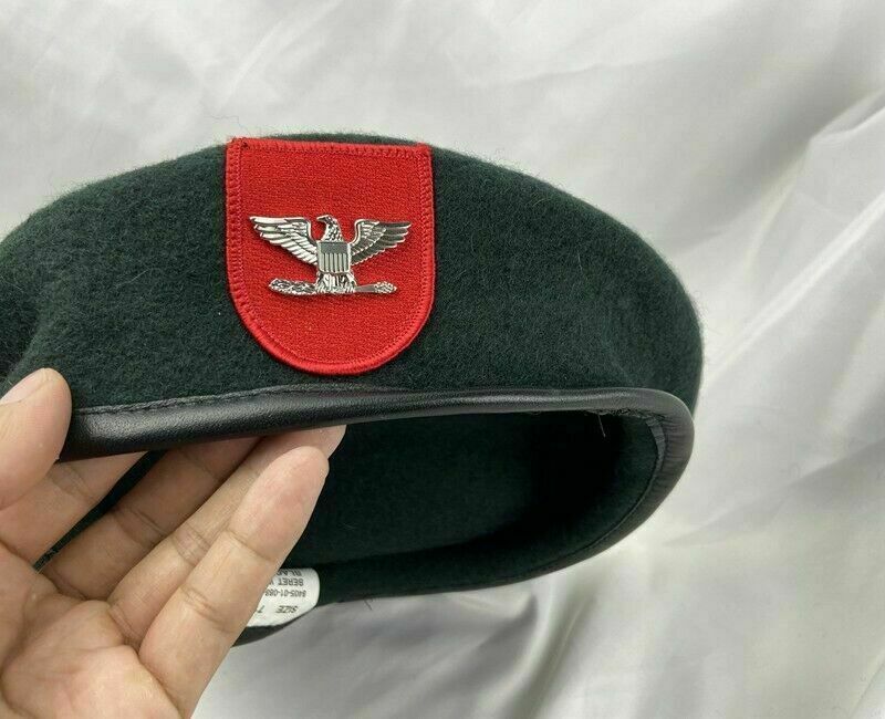 7-1/4 US ARMY 7TH SPECIAL FORCES GROUP BLACKISH GREEN COLONEL BERET CAP HAT gallery