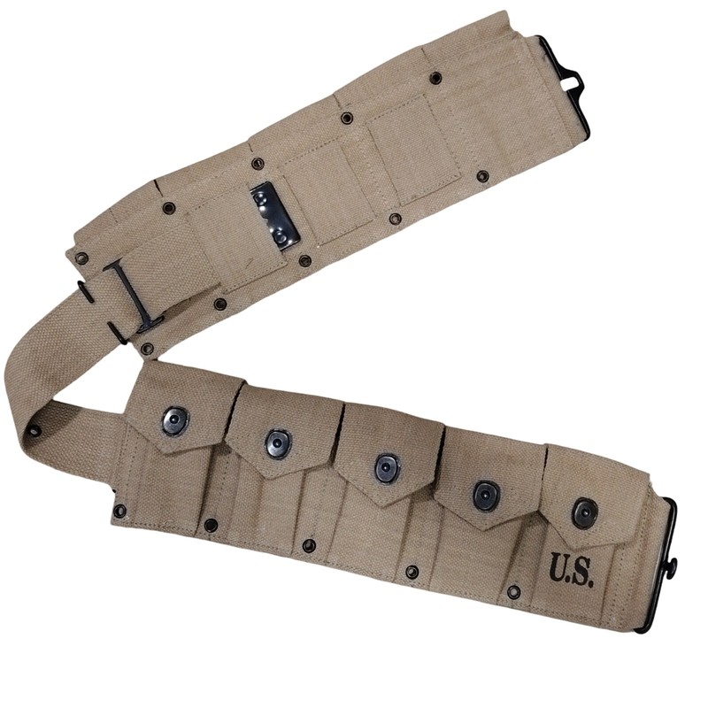 U.S.WWII Springfield M1923 Garand Cartridge Canvas 10 Pocket Belt Khaki gallery